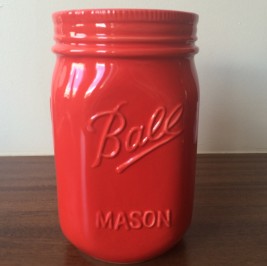 Vaso cerâmica Mason Jar vermelho