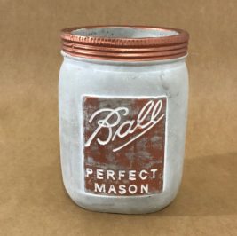 Vaso Mason Jar cimento com rosê G