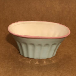 Vaso oval azul com rosa P