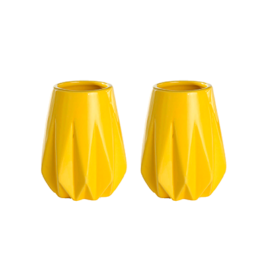 Vaso geométrico em cerâmica amarelo (unidade)