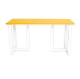 Mesa cavalete M com Tampo Amarelo e Cavalete Branco