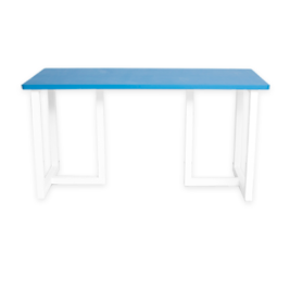 Mesa cavalete M com Tampo Azul e Cavalete Branco
