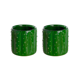 Vaso decorativo cacto em cerâmica verde (unidade)