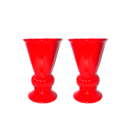 Vaso taça em porcelana vermelho (unidade)