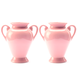 Vaso ânfora em porcelana rosa (unidade)