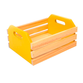 Mini caixote madeira amarelo P